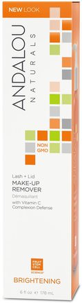 Lash Plus Lid Make-Up Remover, Brightening, 6 fl oz (178 ml) by Andalou Naturals-Skönhet, Ansiktsvård, Hudtyp Normal Till Torr Hud Typ Anti Aging Hud