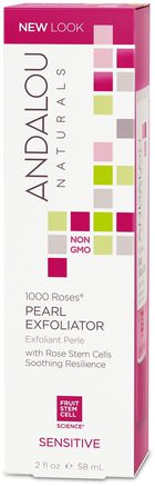 Pearl Exfoliator, Sensitive, 1000 Roses, 2 fl oz (58 ml) by Andalou Naturals-Skönhet, Ansikts Exfoliators