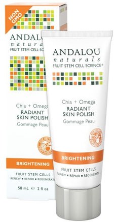Radiant Skin Polish, Chia + Omega, Brightening, 2 fl oz (58 ml) by Andalou Naturals-Skönhet, Ansiktsvård, Ansiktsvård, Vitamin C