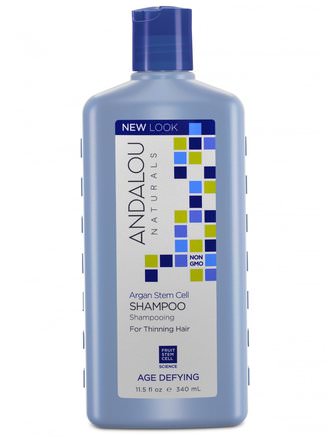 Shampoo, Age Defying, For Thinning Hair, Argan Stem Cell, 11.5 fl oz (340 ml) by Andalou Naturals-Bad, Skönhet, Arganschampo, Hår, Hårbotten, Schampo, Balsam