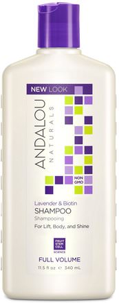 Shampoo, Full Volume, For Lift, Body, and Shine, Lavender & Biotin, 11.5 fl oz (340 ml) by Andalou Naturals-Bad, Skönhet, Hår, Hårbotten, Schampo, Balsam