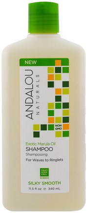 Shampoo, Silky Smooth, For Waves to Ringlets, Exotic Marula Oil, 11.5 fl oz (340 ml) by Andalou Naturals-Bad, Skönhet, Hår, Hårbotten, Schampo, Balsam