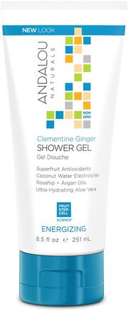 Shower Gel, Energizing, Clementine Ginger, 8.5 fl oz (251 ml) by Andalou Naturals-Bad, Skönhet, Argan Bad, Duschgel