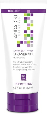 Shower Gel, Refreshing, Lavender Thyme, 8.5 fl oz (251 ml) by Andalou Naturals-Bad, Skönhet, Argan Bad, Duschgel