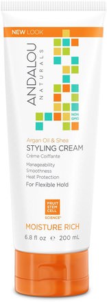 Styling Cream, Argan Oil and Shea, Moisture Rich, 6.8 fl oz (200 ml) by Andalou Naturals-Bad, Skönhet, Argan Hårvård, Hår Styling Gel