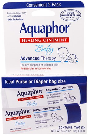 Baby, Healing Ointment, 2 Pack, 0.35 oz (10 g) Each by Aquaphor-Hälsa, Hud, Skador Brännskador