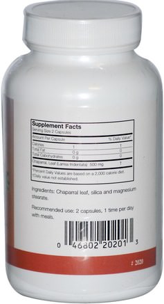 Chaparral, Larrea Tridentata, 500 mg, 180 Capsules by Arizona Natural-Örter, Chaparral