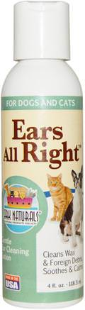 Ears All Right, Gentle Ear Cleaning Lotion, For Dogs & Cats, 4 fl oz (118.3 ml) by Ark Naturals-Husdjursvård, Husdjur Hundar, Skick Specifika För Husdjur
