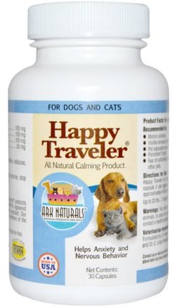 Happy Traveler, All Natural Calming Product, For Dogs & Cats, 30 Capsules by Ark Naturals-Örter, St. Johns Wort, Husdjur Hundar