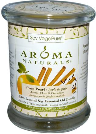 100% Natural Soy Essential Oil Candle, Peace Pearl, Orange, Clove & Cinnamon, 8.8 oz (260 g) by Aroma Naturals-Bad, Skönhet, Ljus