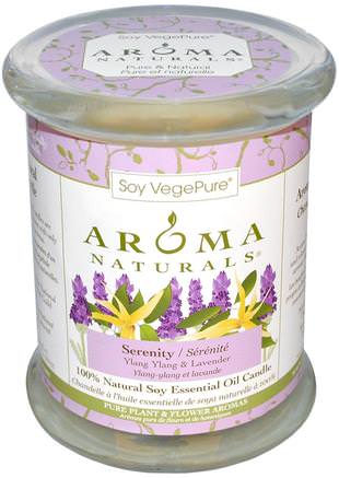 100% Natural Soy Essential Oil Candle, Serenity, Ylang Ylang & Lavender, 8.8 oz (260 g) 3 x 3.5 by Aroma Naturals-Bad, Skönhet, Ljus