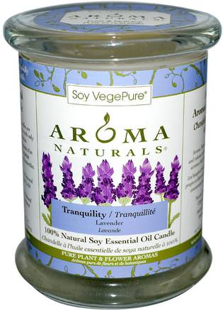 100% Natural Soy Essential Oil Candle, Tranquility, Lavender, 8.8 oz (260 g) by Aroma Naturals-Bad, Skönhet, Ljus
