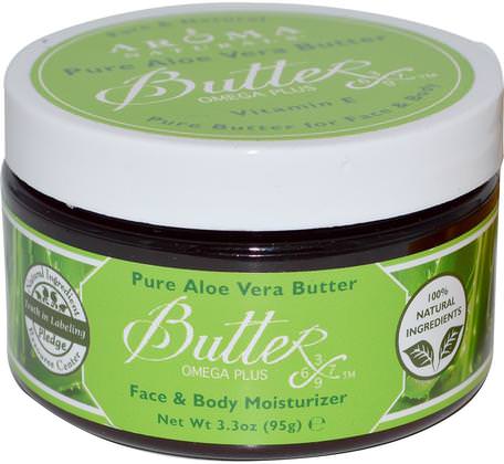 Pure Aloe Vera Butter, Face & Body Moisturizer, 3.3 oz (95 g) by Aroma Naturals-Bad, Skönhet, Omega Bad