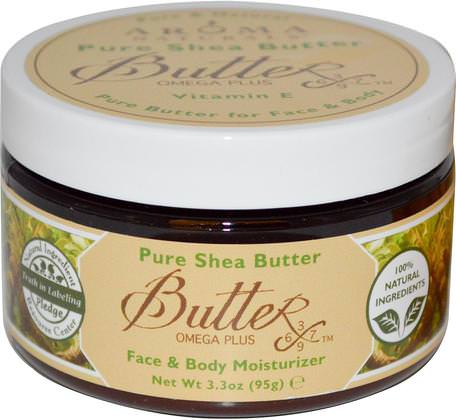 Pure Shea Butter, Face & Body Moisturizer, 3.3 oz (95 g) by Aroma Naturals-Bad, Skönhet, Omega Bad