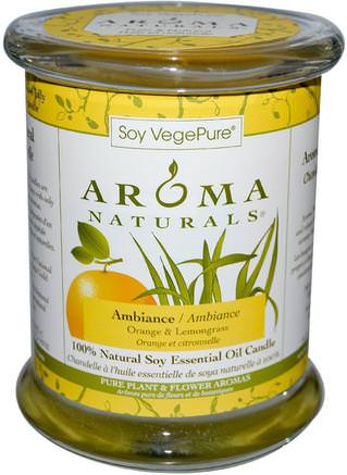 Soy VegePure, 100% Natural Soy Essential Oil Candle, Ambiance, Orange & Lemongrass, 8.8 oz (260 g) by Aroma Naturals-Bad, Skönhet, Ljus