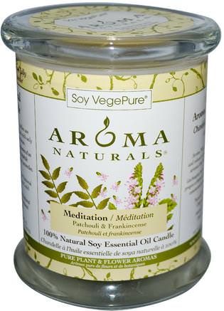 Soy VegePure, 100% Natural Soy Pillar Candle, Meditation, Patchouli & Frankincense, 8.8 oz (260 g) by Aroma Naturals-Bad, Skönhet, Ljus