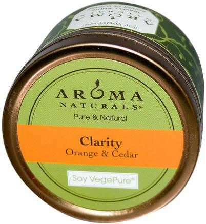 Soy VegePure, Clarity, Travel Candle, Orange & Cedar, 2.8 oz (79.38 g) by Aroma Naturals-Bad, Skönhet, Ljus