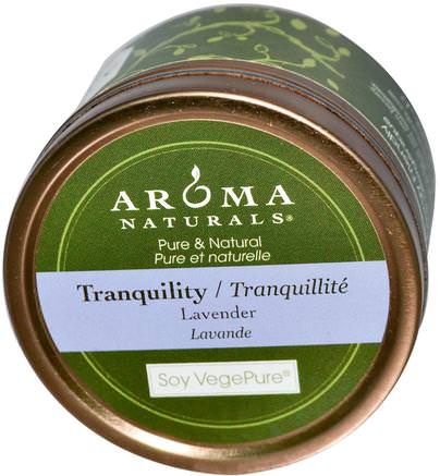 Soy VegePure, Tranquility, Travel Candle, Lavender, 2.8 oz (79.38 g) by Aroma Naturals-Bad, Skönhet, Ljus