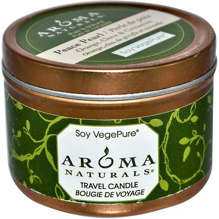 Soy VegePure, Travel Candle, Peace Pearl, Orange, Clove & Cinnamon, 2.8 oz (79.38 g) by Aroma Naturals-Bad, Skönhet, Ljus