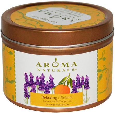 Soy VegePure, Travel Tin Candle, Relaxing, Lavender & Tangerine, 2.8 oz (79.38 g) by Aroma Naturals-Bad, Skönhet, Ljus