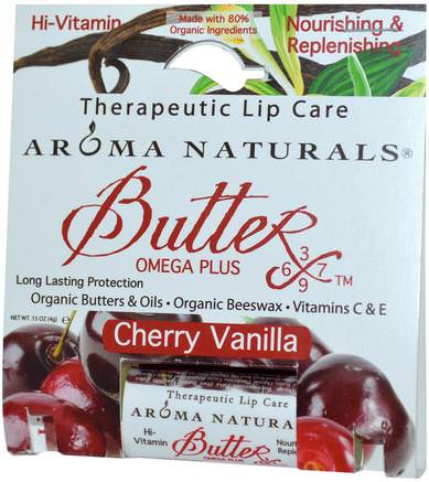 Therapeutic Lip Care, Cherry Vanilla.15 oz (4 g) by Aroma Naturals-Bad, Skönhet, Läppvård, Läppbalsam