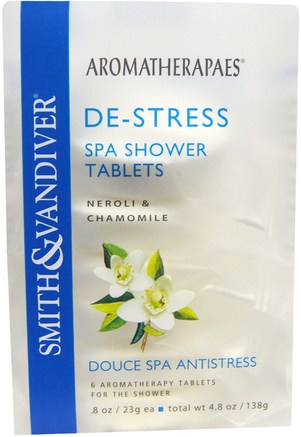 De-Stress, Spa Shower Tablets, Neroli & Chamomile, 6 Aromatherapy Tablets, 8 oz (23 g) Each by Smith & Vandiver-Bad, Skönhet, Badsalter