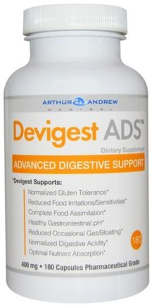 Devigest ADS, Advanced Digestive Support, 400 mg, 180 Capsules by Arthur Andrew Medical-Kosttillskott, Matsmältningsenzymer