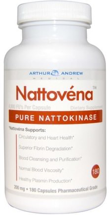 Nattovena, Pure Nattokinase, 200 mg, 180 Capsules by Arthur Andrew Medical-Kosttillskott, Nattokinas, Arthur Andrew Medicinsk Nattovena