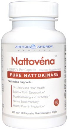 Nattovena, Pure Nattokinase, 200 mg, 30 Capsules by Arthur Andrew Medical-Kosttillskott, Nattokinas, Arthur Andrew Medicinsk Nattovena