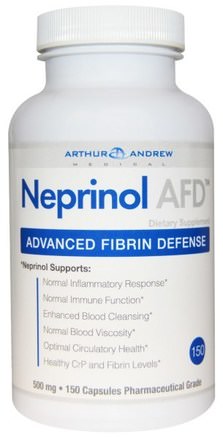 Neprinol AFD, Advanced Fibrin Defense, 500 mg, 150 Capsules by Arthur Andrew Medical-Kosttillskott, Enzymer, Arthur Andrew Medicinsk Neprinol, Serrapeptas