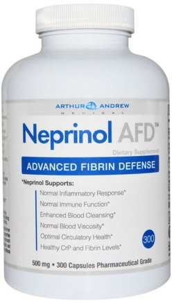 Neprinol AFD, Advanced Fibrin Defense, 500 mg, 300 Capsules by Arthur Andrew Medical-Neprinol