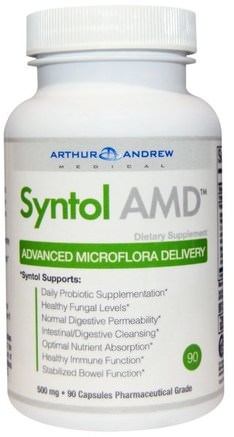 Syntol AMD, Advanced Microflora Delivery, 500 mg, 90 Capsules by Arthur Andrew Medical-Kosttillskott, Probiotika, Arthur Andrew Medicinsk Syntol Amd