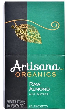 Organics, Raw Almond Nut Butter, 10 Packets, 1.06 oz (30.05 g) Each by Artisana-Mat, Nötkockar, Mandelsmör, Artisanöttersmörsmör