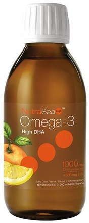 NutraSea, High DHA Omega-3, Juicy Citrus Flavor, 6.8 fl oz (200 ml) by Ascenta-Kosttillskott, Efa Omega 3 6 9 (Epa Dha), Dha, Ascenta Nutrasea