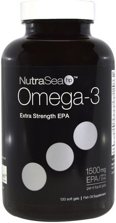 NutraSea hp, Omega-3, Extra Strength EPA, Lemon Flavor, 120 Softgels by Ascenta-Kosttillskott, Efa Omega 3 6 9 (Epa Dha), Fiskolja, Mjölkfiskolja, Ascenta Nutrasea