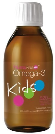 NutraSea Kids, Omega-3, Bubble Gum Flavor, 6.8 fl oz (200 ml) by Ascenta-Kosttillskott, Efa Omega 3 6 9 (Epa Dha), Ascenta Nutrasea