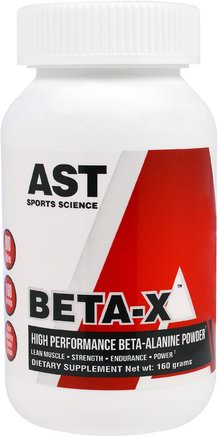 Beta-X, High-Performance Beta-Alanine Powder, 160 g by AST Sports Science-Kosttillskott, Anabola Kosttillskott, Beta Alanin, Sport, Muskel