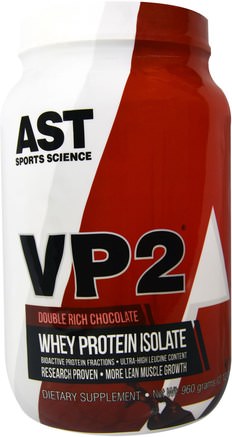 VP2, Whey Protein Isolate, Double Rich Chocolate, 2.12 lbs (960 g) by AST Sports Science-Kosttillskott, Vassleprotein