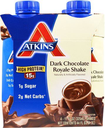 Dark Chocolate Royale Shake, 4 Shakes, 11 fl oz (325 ml) Each by Atkins-Hälsa, Diet