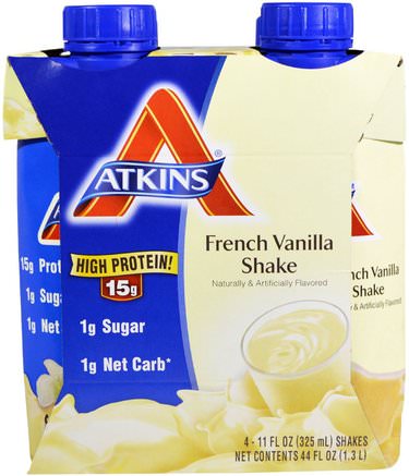 French Vanilla Shake, 4 Shakes, 11 fl oz (325 ml) Each by Atkins-Dieet