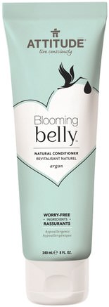 Blooming Belly, Natural Conditioner, Argan, 8 fl oz (240 ml) by ATTITUDE-Bad, Skönhet, Argan Conditioner, Hår, Hårbotten, Schampo, Balsam
