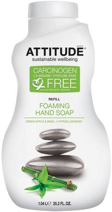 Foaming Hand Soap, Refill, Green Apple & Basil, 35.2 fl oz (1.04 l) by ATTITUDE-Bad, Skönhet, Kroppsvård, Tvål, Påfyllnad