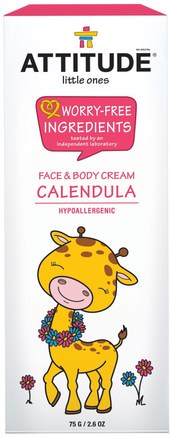 Little Ones, Calendula Face & Body Cream, 2.6 oz (75 g) by ATTITUDE-Bad, Skönhet, Body Lotion, Baby Lotion
