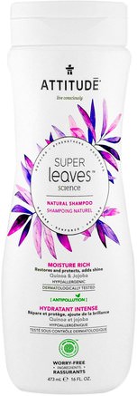 Super Leaves Science, Natural Shampoo, Moisture Rich, Quinoa & Jojoba, 16 oz (473 ml) by ATTITUDE-Bad, Skönhet, Hår, Hårbotten, Schampo, Balsam
