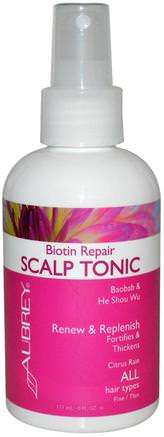 Biotin Repair, Scalp Tonic, Citrus Rain, 6 fl oz (177 ml) by Aubrey Organics-Bad, Skönhet, Hår, Hårbotten Behandlingar