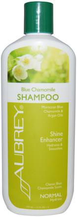 Blue Chamomile Shampoo, Shine Enhancer, Normal, 11 fl oz (325 ml) by Aubrey Organics-Bad, Skönhet, Hår, Hårbotten, Schampo