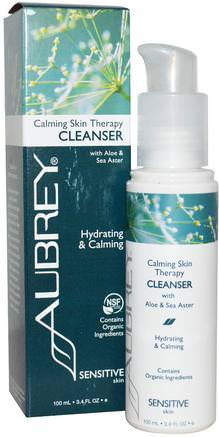 Calming Skin Therapy, Cleanser, Sensitive Skin, 3.4 fl oz (100 ml) by Aubrey Organics-Skönhet, Ansiktsvård, Ansiktsrengöring, Hälsa, Hud