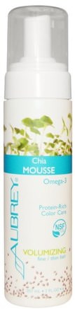Chia Mousse, Volumizing, Fine / Thin Hair, 7 fl oz (207 ml) by Aubrey Organics-Bad, Skönhet, Hår Styling Gel, Omega Bad