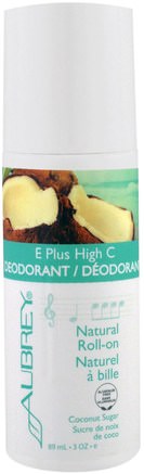 E Plus High C, Natural Roll-On Deodorant, Coconut Sugar, 3 fl oz (89 ml) by Aubrey Organics-Bad, Skönhet, Deodorant, Roll-On Deodorant