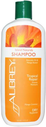 Island Naturals Shampoo, Dry/Replenish, Mango Coconut, 11 fl oz (325 ml) by Aubrey Organics-Bad, Skönhet, Schampo, Hår, Hårbotten, Balsam